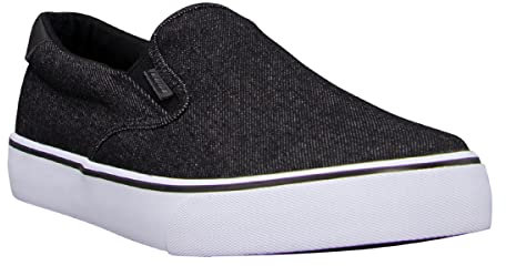 Lugz Clipper Classic Slip-on Canvas Sneaker, Zapatillas Hombre, Negro Blanco Denim, 39 EU Ancho