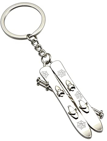 CHRISTY HARRELL Schlüsselanhänger aus Metall, Winter, Schnee, Eissport, Skifahren, Skateboard, Schlüsselanhänger, Geburtstagsgeschenk für Männer und Frauen, Skifahrer