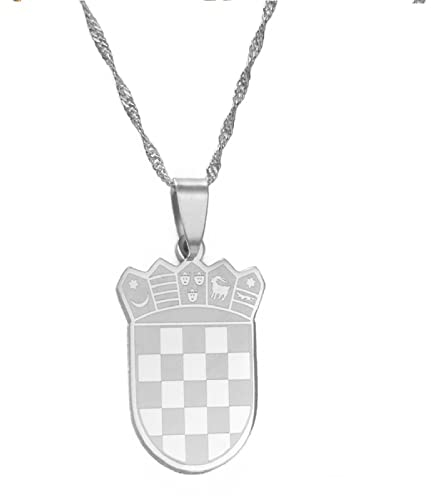 YUANYIRAN Kroatischer Charme Anhänger Halsketten-National Flagge Hip Hop Trendy Klassisches Persönlichkeit Design Für Unisex Kroatische Karten Ketten Charme Schmuck Patriotische Glücks Geschenke,