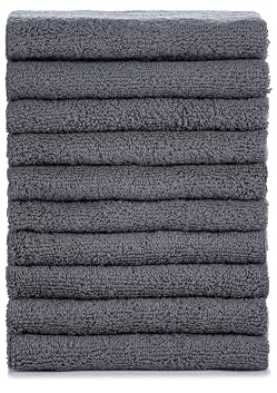 Tuiste Handtücher Set Anthrazit Grau |%100 Baumwolle Handtuch Set 8 Teilig | 2X Badetücher Set, 4X Handtücher, 2X Gästetücher | Weich und Saugstark | Farbe : (10 Gästetücher, Anthrazit Grau)