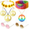 YeahBoom Hippie Costume Set,Collana e Orecchini con Segno di Pace, Occhiali da Sole, Girasoli e Fascia Colorata Hippie,Stile Vintage Anni '60,60s Accessori per Feste,Anni '60 Hippie Set Accessori