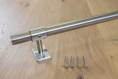 Befestigungsstange Edelstahl, Länge 125 cm, Befestigungsstange für Treppen und Leitern, Hilberts, Durchmesser 26,9 mm, Hergestellt aus Edelstahl, Inklusive Befestigungsmaterial und Schrauben.