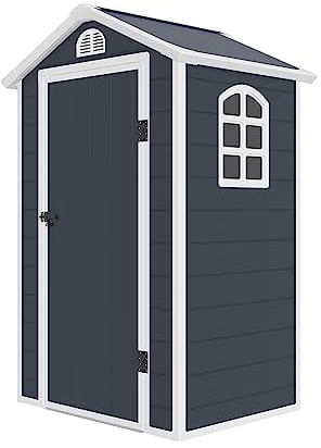 Gardiun Caseta de Resina de Jardín New Mara - 1.34 m² 134x104x204 cm con Ventana Lateral y 1 Puerta de 75x173 cm Gris Antracita