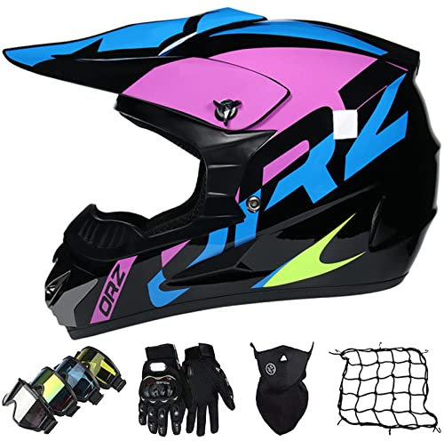 Casco Motocross Adulto Homologado ECE Con Gafas Máscara Guantes Red de Casco, Casco De Moto Cross Integral Para Mujer Hombre Casco Todoterreno Downhill Casco Deportivo Off-Road Casco De MTB Enduro