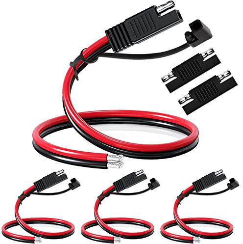 RUNCCI-YUN 4pcs Connettore Cavo SAE 12V Terminale della Batteria 12AWG Cavo Prolunga a Sgancio Rapido Battery Cable,per batterie a pannello solare, per trattori e altri (30cm)