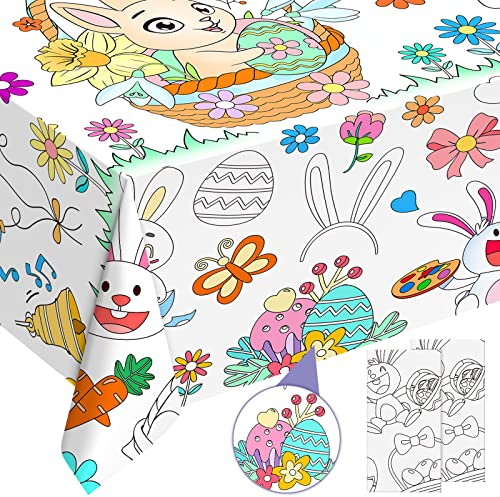 Landifor 2 Stück Ostern Ausmaltischdecke Kinder Tischdecke zum Ausmalen bemalbare Papiertischdecke Mal Mich Bunt Maltischdecke für Ostern Kindergeburtstag Frühlingsparty