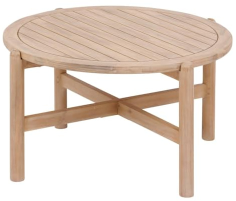 Hespéride – Deona runder beigefarbener Gartentisch – 80 x 48 cm – Akazie – Gartenmöbel für Terrasse, Balkon, Patio