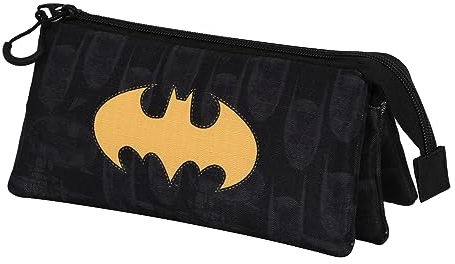 DC Comics Batman Batstyle-Estuche Portatodo Triple ECO, Negro, 23 x 11 cm