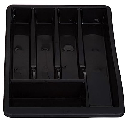 ZARVICZONIA Midnight Plastic Kitchen Cutlery Tray Organizer - Drawer Insert for Tidy Storage and Organization (Black)