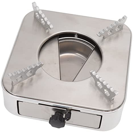 Fornello Ad Alcool, Bruciatore Ad Alcool in Acciaio Inossidabile Argento Un Pezzo Struttura del Cassetto Bruciatore a Spirito Per Escursionismo Domestico (18,5x18,5x6,7 cm)