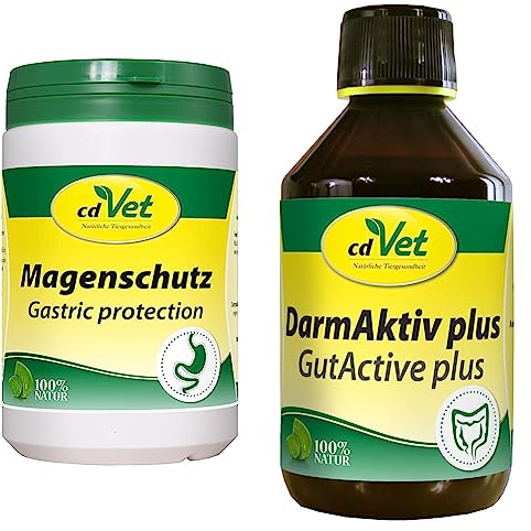 cdVet Magenschutz 400g - Pulver zur Förderung der Gesundheit von Magen und Darm für Hunde und Katzen & Naturprodukte DarmAktiv plus 250 ml - Hund