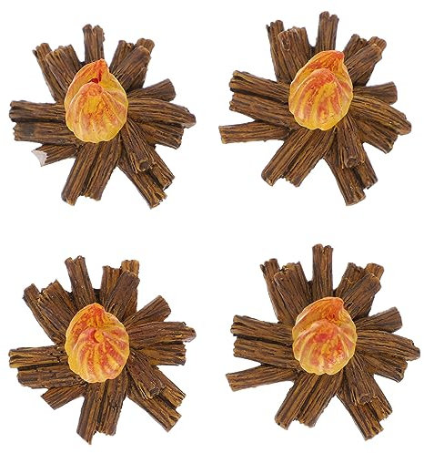 Garneck 4 Stück Harz Feuer Weihnachtsdeko Lagerfeuer-miniaturmodell Camping-partyartikel Feuermodell Gefälschte Flammen Lagerfeuer Vortäuschen Lagerfeuerspielzeug Mikro Drinnen Zubehör