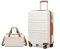 KONO Mittelgroß Reisekoffer Rollkoffer Set Gepäcksets 2 Teilig, 65cm Mittelgroß Trolley Koffer mit Ryanair Reisetasche 40x20x25cm, Cremeweiß