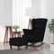 ZEYUAN Schaukelsessel und Hocker mit Holzbeinen, Sessel Wohnzimmer, Fernsehsessel Relaxsessel, Schaukelstuhl, Relaxstuhl, Wohnzimmersessel, Sessel Schlafzimmer, Schwarz Samt