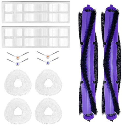 Aerqvix Zubehör Ersatz für Narwal Freo Saugroboter Staubsauger-Zubehör-Set, 2 x Bürste, 2 x Filter, 4 x Wischmopp, 4 Seitenbürsten