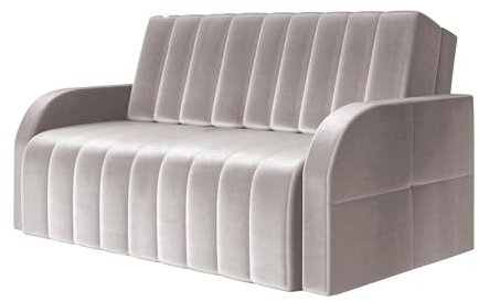Sofa Sessel mit Schlaffunktion Schlafsessel Gästebett Klappsofa Bettfunktion mit Bettkasten Ausziehbar Couch Sofagarnitur Salon Jugendzimmer Klein Kindersofa - MONTANA 120 (Beige - Paros 02)