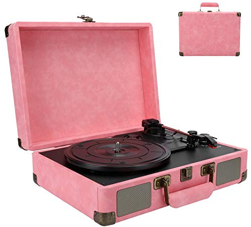 Giradischi Fonografo Portatile Bluetooth 5.0 Giradischi 33/45/78 RPM Giradischi Vintage 100-240V Spina UE