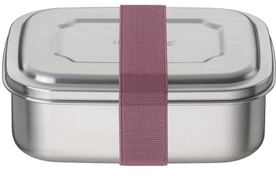 THERMOcafé by THERMOS TC SANDWICH BOX rose gold 0,80l, Brotdose aus Edelstahl mit Textilband, Pausenbrot für Uni, Schule und Büro, spülmaschinenfest und BPA-frei