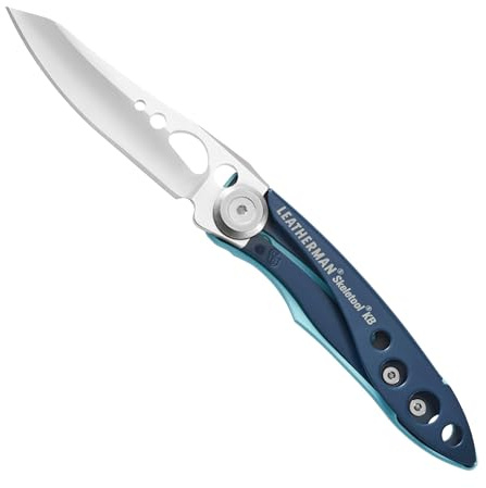 LEATHERMAN, Skeletool KB Pocketknife with Straight Edge, Stainless Steel Blade and Bottle Opener, Nightshade Blue