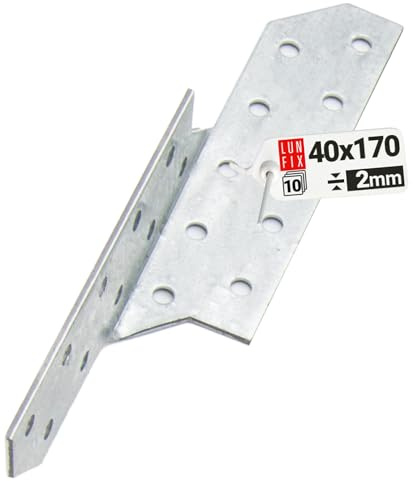 LUN FIX Sparrenpfettenanker 40x170 mm Links 10 Stk Links, Stahlwinkel | Stahlwinkel für Dachstuhl, Holzbau, Holzverbinder Metall, Winkelverbinder, Balkenverbinder, Lochplattenwinkel, Sturmanker