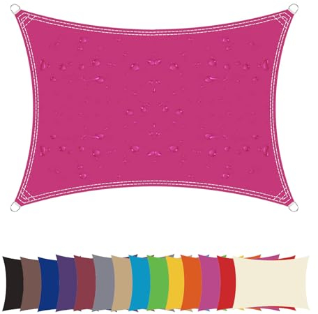 Ygann Sonnensegel Sonnenschutz Sonnendach Balkon Wetterschutz wasserabweisend Winddicht PES 420D 96% UV-Schutz für Garten Outdoor Viereck Rechteck Quadrat Rosa,1.1x1m