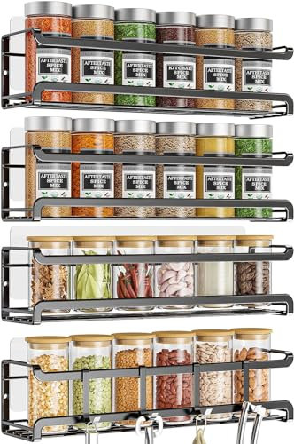 Porta Spezie Per Cucina 4 Pezzi, Portaspezie da Appendere Portaspezie Salvaspazio Cucina Scaffale Cucina Organizer Per Barattoli Di Spezie e Condimenti