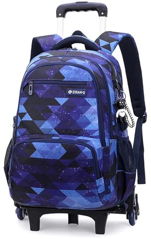Yumenam Children's Rolling Backpacks School Bags with Wheels Waterproof Trolly Cabin Bag 25L Laptop Backpack for Teens Boys Girls