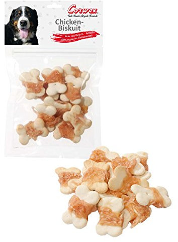 Corwex Chicken Biskuit Big (10x70g), Keks mit Fleisch, fettarm, Kausnack für Hunde, 100% Huhn im Fleischanteil