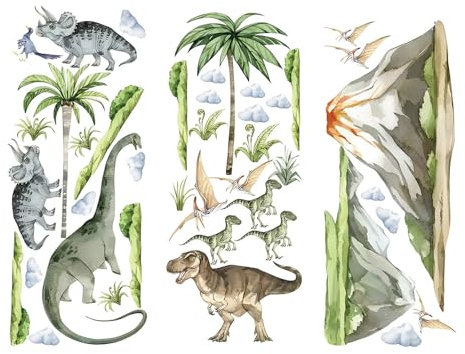 Limeow Wandtattoo Dinosaurier für Kinderzimmer - Dino Poster für Babyzimmer, Wohnzimmer, Küche, Badezimmer, Schlafzimmer, Spielzimmer - Für Junge