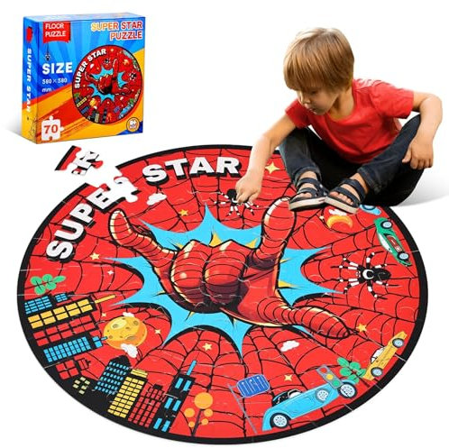 Boys Gifts Toys for 3 4 5 6 7 8 Year Old,Large 70 Piece Jigsaw Floor Puzzles for Kids Ages 4-8,Preschool Learning Toys Christmas Birthday Gifts for 3 4 5 6 7 8 Years Old Boys Girls (Red)