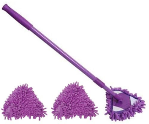 Mocio triangolare regolabile con rotazione di 180° per pareti, pavimenti, mobili e soffitti, con 2 testine riutilizzabili in omaggio, viola