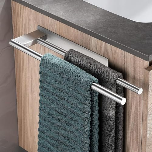 FCINNOVA® Toalleros de Baño Sin Taladro 39CM | Acero Inoxidable Cepillado 304 | Toallero Adhesivo con Doble Sistema de fiajación Adhesiva | Colgador Toalla o Toallero sin Taladro Elegante y Versatil.