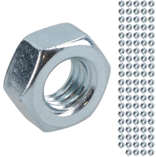 M6 x 1.0mm Hex Full Nut Fastener Hexagonal Metric Nuts Grade 8 Zinc Plated 100pk