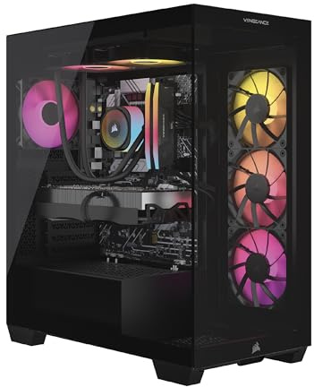 Corsair Vengeance i7500 Gaming PC - CPU Intel Core i7-14700KF raffreddata a liquido - NVIDIA GeForce RTX 4070Ti Super GPU - Memoria DDR5 Vengeance RGB da 32 GB - SSD M.2 da 1 TB - Nero