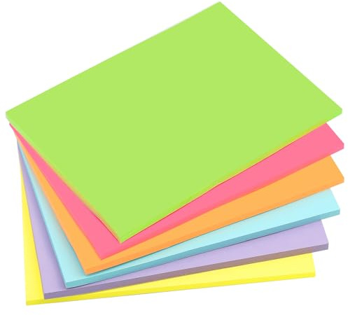 6 Farben Sticky Notes Groß, 203 x 152 mm Notizzettel Selbstklebend 50 Blätter Pro Farbe/Block, Haftnotizen Klebezettel Bunt für Schule Büro Zuhause