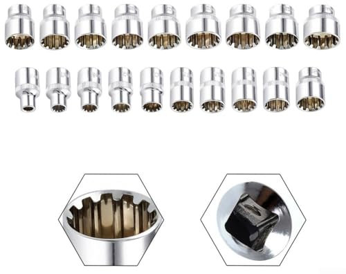 Embout à douille 12 pans pour clé à cliquet 3/8, pour diverses applications (20 mm)