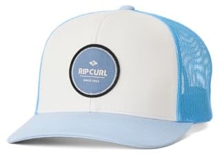 Rip Curl Curve Peak Structured Trucker Hat Mesh Snapback Baseball Cap für Herren Verstellbar, Bone/Blau 261, Einheitsgröße