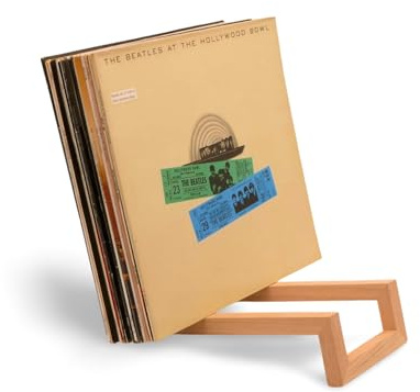 VALENO Schallplatten Aufbewahrung aus Massivholz natur – Schallplatten Ständer & Vinyl Regal für 35–40 LPs – minimalistischer Schallplatten Halter – Holz Deko & Retro Geschenk für Musikliebhaber
