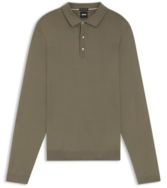 BOSS Herren Lancione Regular-Fit Strick-Poloshirt aus Schurwolle Hellbraun XL