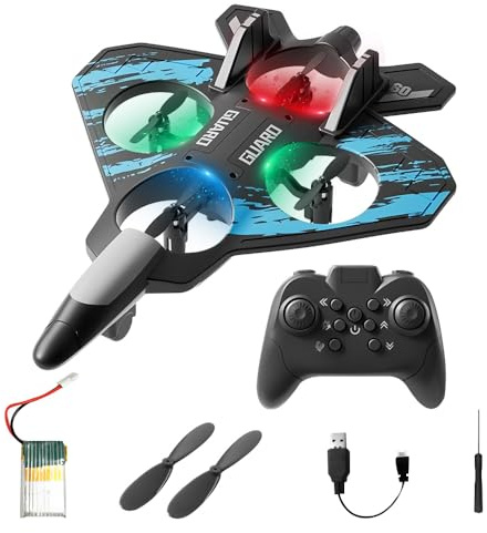 HIULLEN Avion de Chasse Télécommandé, Avion Télécommandé, Planeur Volant télécommandé avec Fonction Sensibilité Gravitationnelle Rouleau Acrobatique Lumières Cool pour Enfants Garçons Débutants
