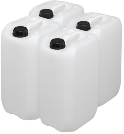 4 X 25L Water Container – Heavy Duty Stackable Jerry Can with DIN 61 Cap | Camping Water Carrier | Plastic Water Storage Tank | Ideal for Outdoor, Emergency, and Industrial Use