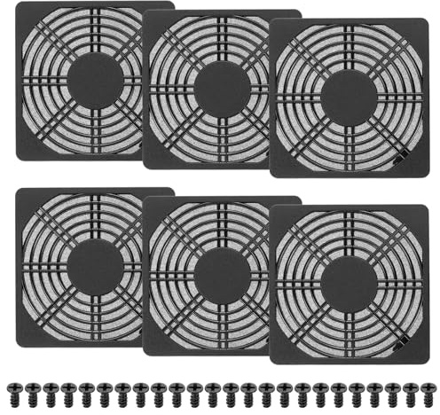 PATIKIL 120mm Fan Filter Grill, 6 Pcs Plastic Ventilation Dustproof Grill Cover Cooling Ventilator with Screws for Industry Workshop Computer Case Refrigerators Air Conditioning, Black