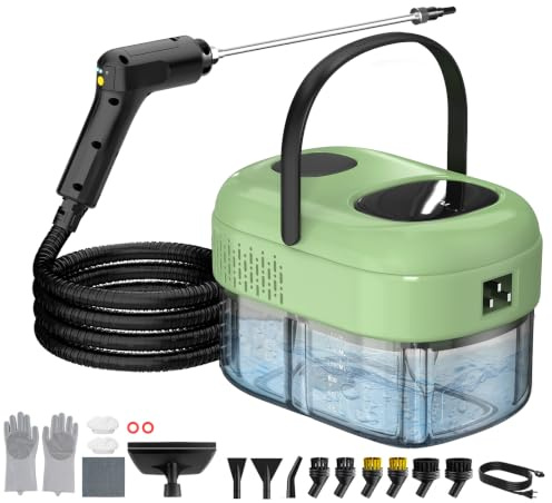 Granarbol Limpiador de vapor profesional de 2500 W, calefacción de 15 segundos/105 °C/221 ° F 1,4 l, limpiador a vapor de mano, con 18 unidades de juego de limpieza y barra de extensión, para muebles