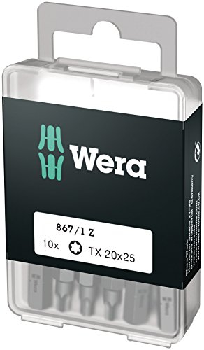 Wera 05072407001 Torx Extra-Tough Bits 867/1 Z TX15 x 25 mm, Pack of 10
