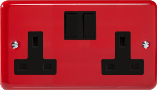 Varilight 2-Gang 13A Double Pole Switched Socket Pillar Box Red