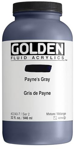 Golden Fluid Acrylics Color, Gris de Payne, 32 oz Silgan Wide Mouth Round