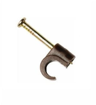 Cable Clips- Round Brown 6mm (For Tv/Co-Axial) (50 Pcs)