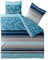 aqua-textil Trend Bettwäsche 200x220 cm 3tlg. Baumwolle Bettbezug Isabis Streifen Blumen Blau Türkis Beige