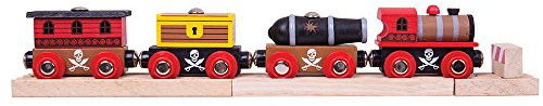 Bigjigs Rail Wooden Pirate Train - Other Major Wood Rail Brands are Compatible