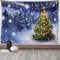 ABAKUHAUS Weihnachten Wandteppich, Elf Noel Theme winterliche aus Weiches Mikrofaser Stoff Waschbar ohne Verblassen Digitaldruck, 150 x 110 cm, Blau Grün